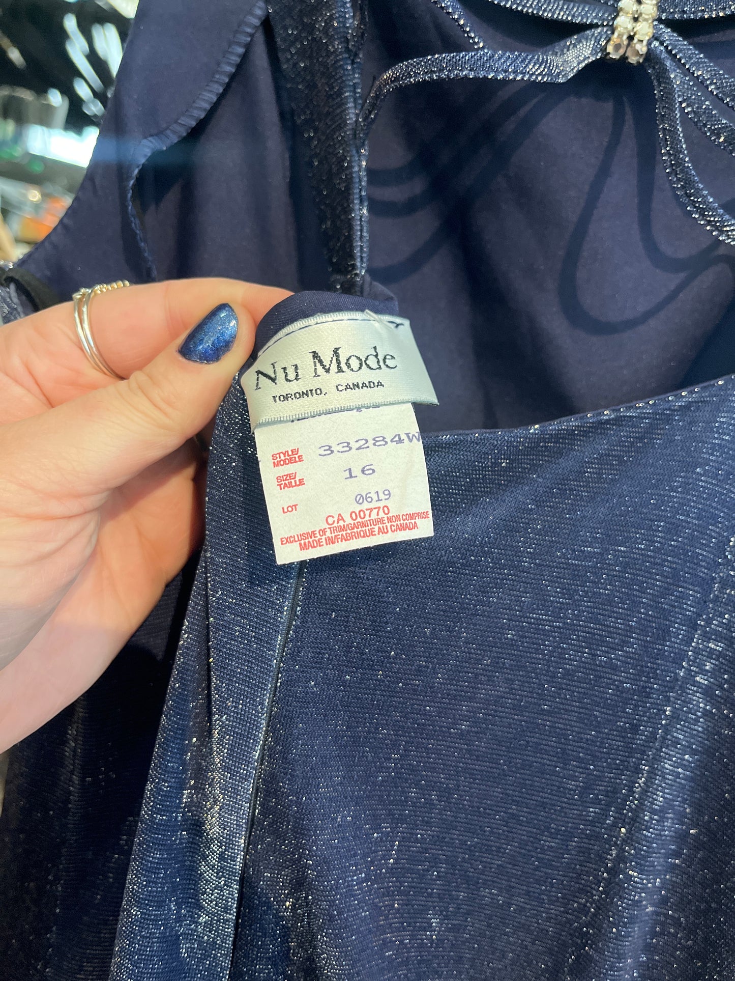 size 16 blue sparkle vintage Nu Mode dress -gown