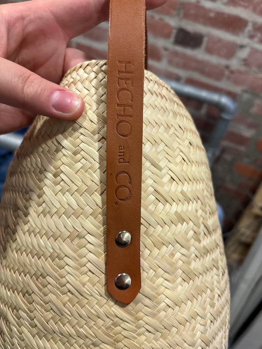 o/s light palm and leather Hecho and Co sling tote