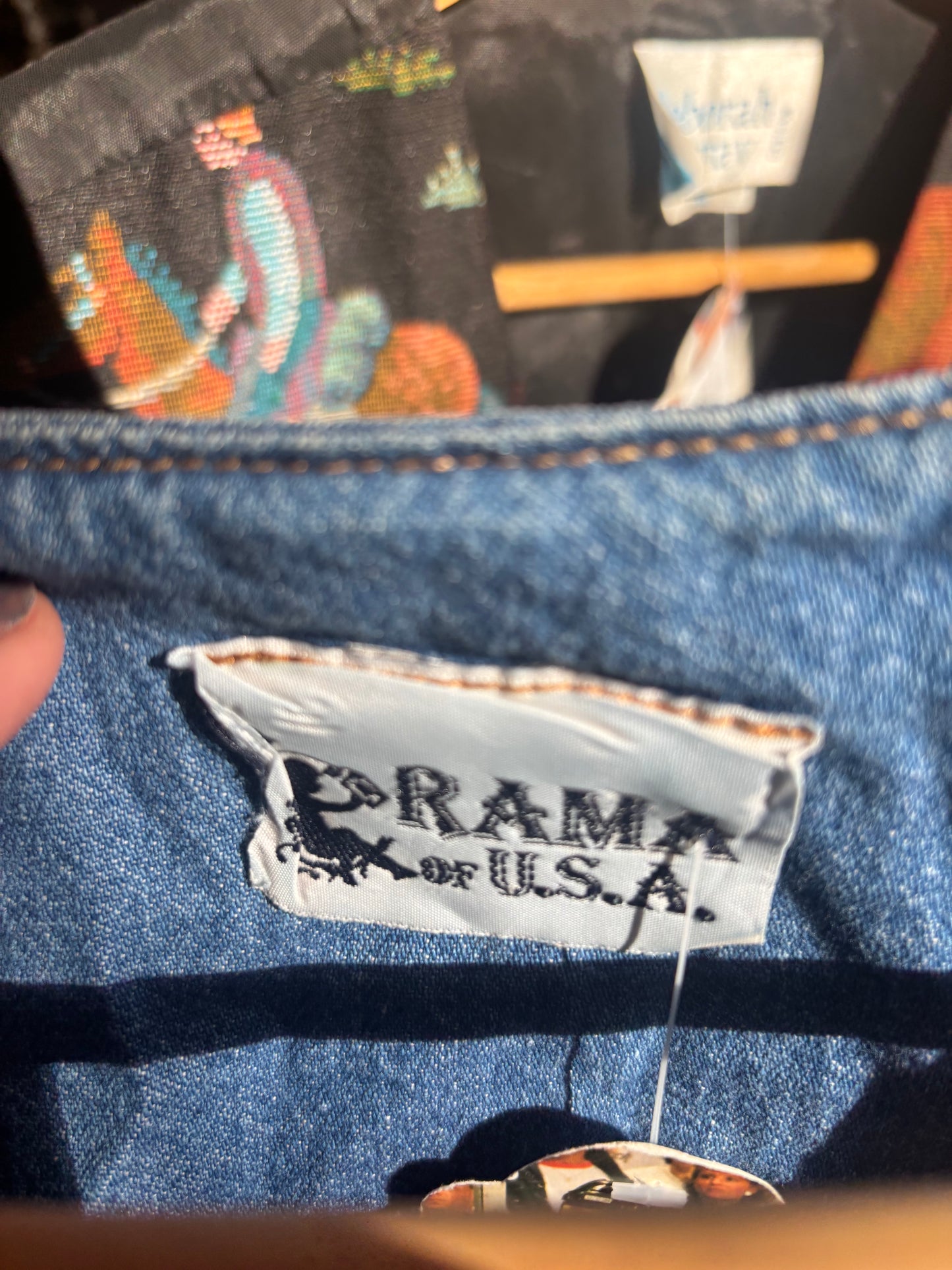 size XL denim w/ dragonflies VINTAGE Rama of USA vest