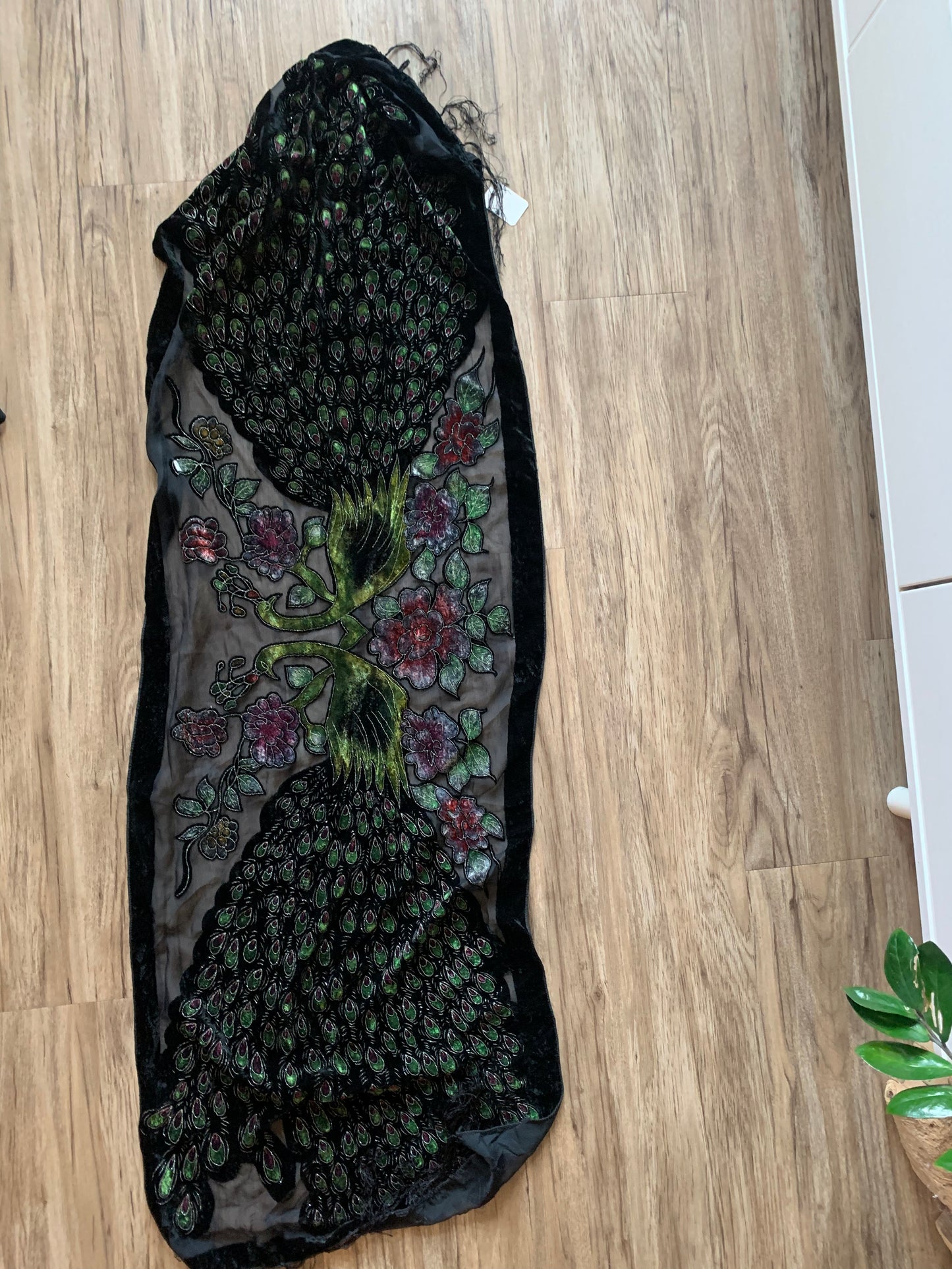 Vintage velvet peacock scarf