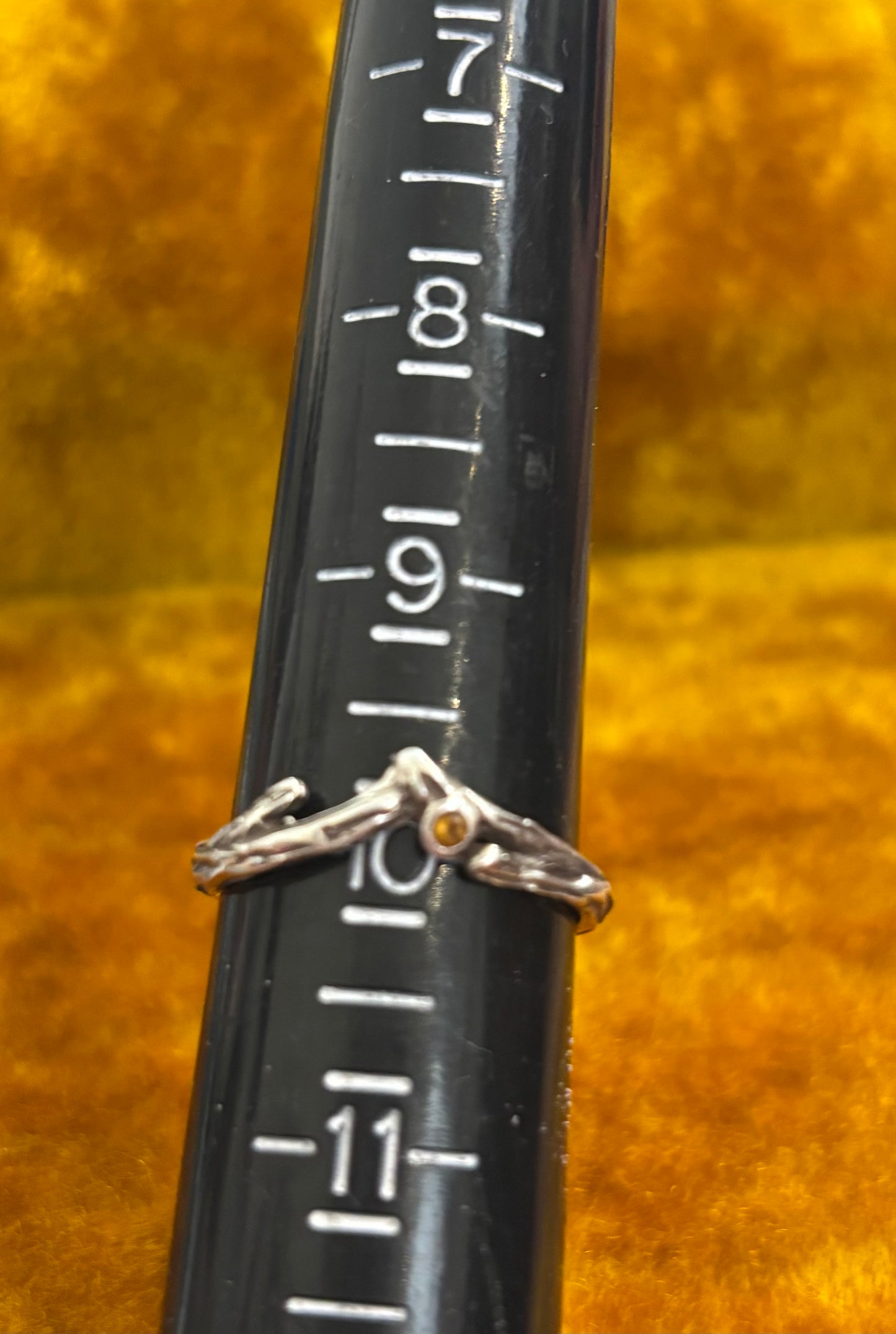 size 10 sterling silver Emma Glover made branch ring with citrine stone