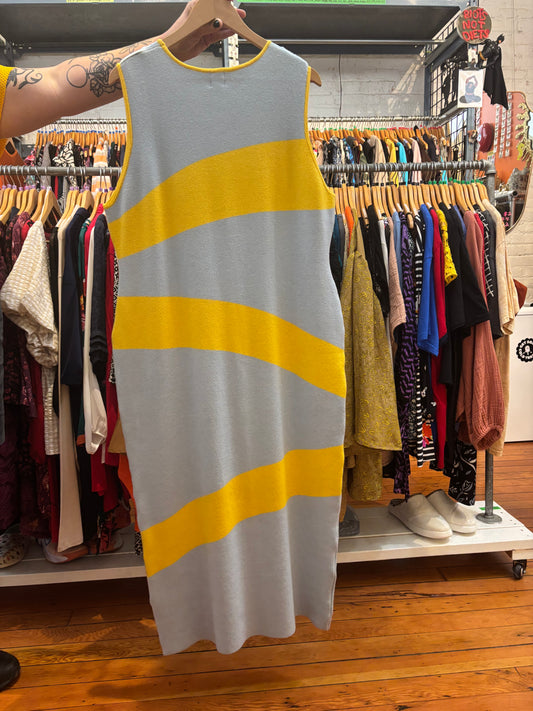 Blue/Yellow Hilary Macmillan Knit Swirl Midi Dress