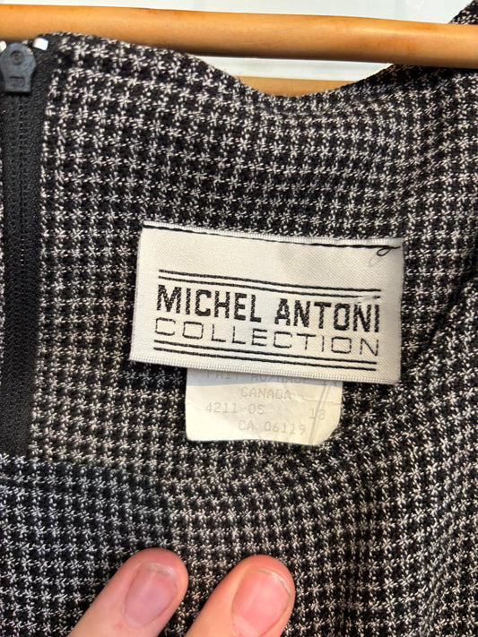 size 18 grey black pattern vintage Michel Antoni dress - pockets