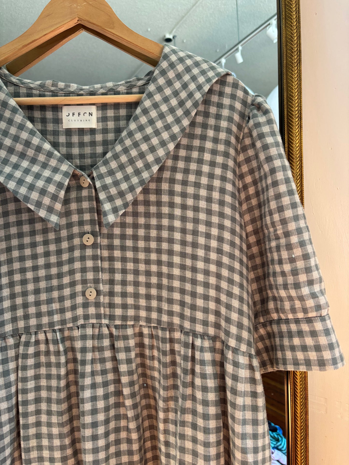 size XXL green beige check Offon Clothing dress