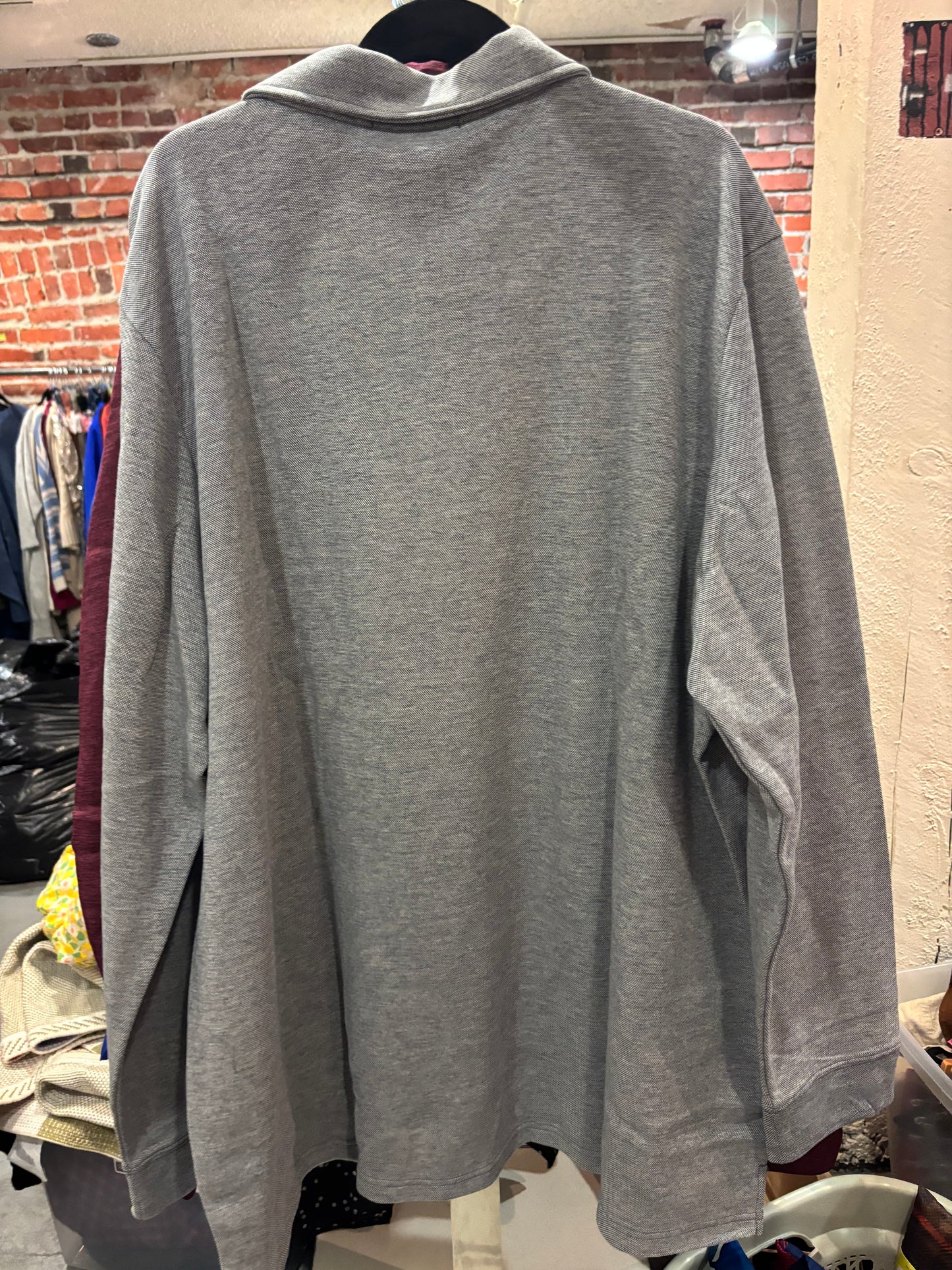 Harriton charcoal long sleeve polo