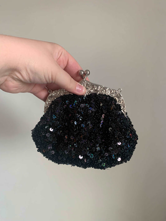 Black sequin clutch - AS IS