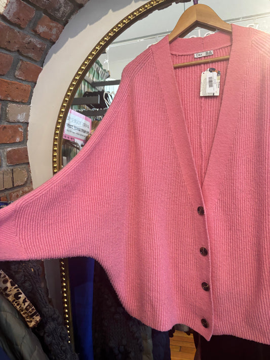 size 3X pink ribbed  DEX cardigan - boxy
