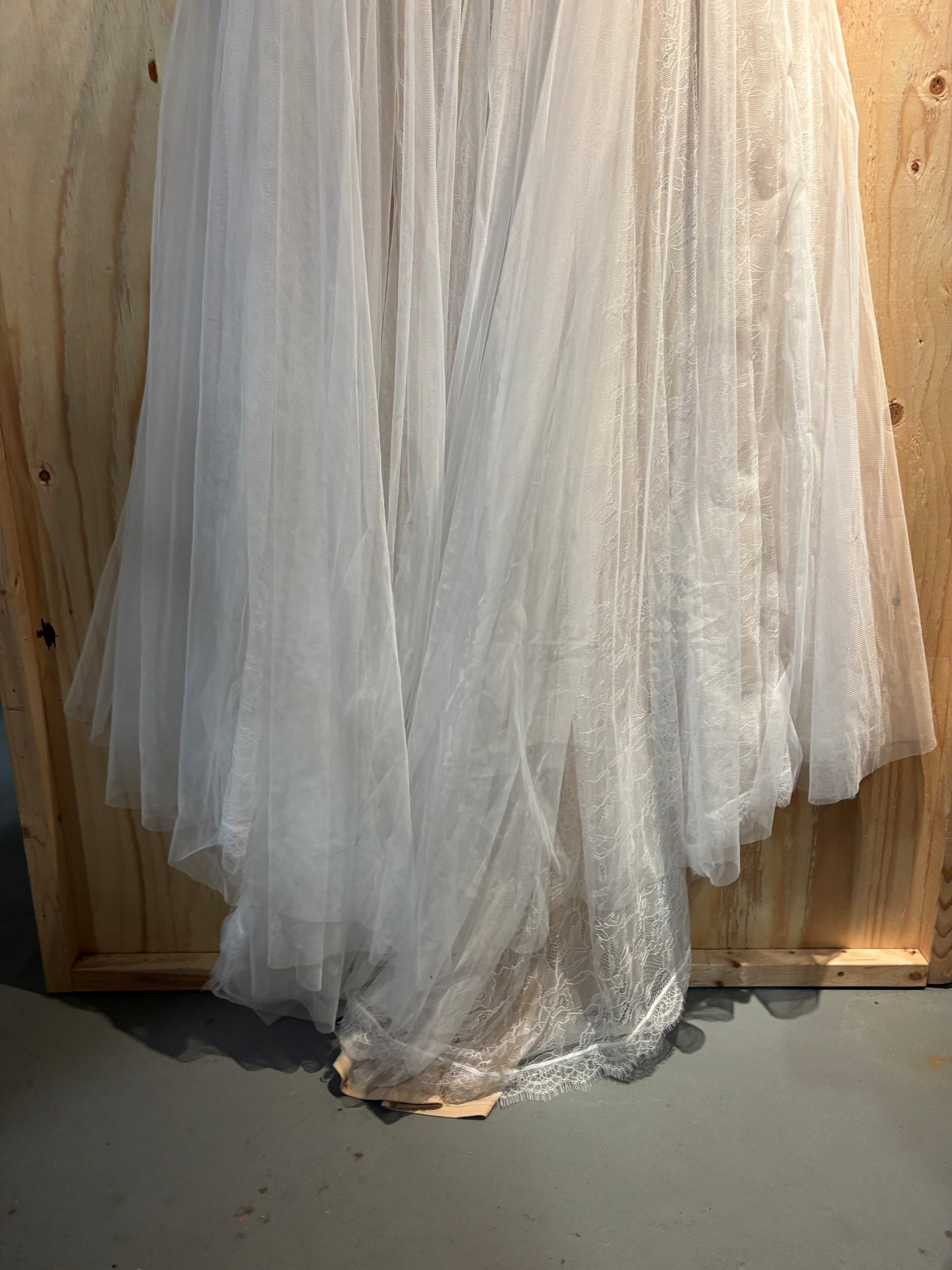 Asos off white organza overlay wedding dress
