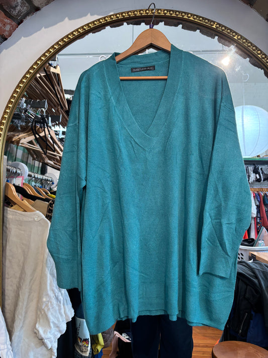 size 3XL teal fine knit NWT Sweetlegs sweater -  boxy