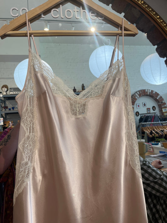 VINTAGE size 1X Cerie champagne satin long sex dress