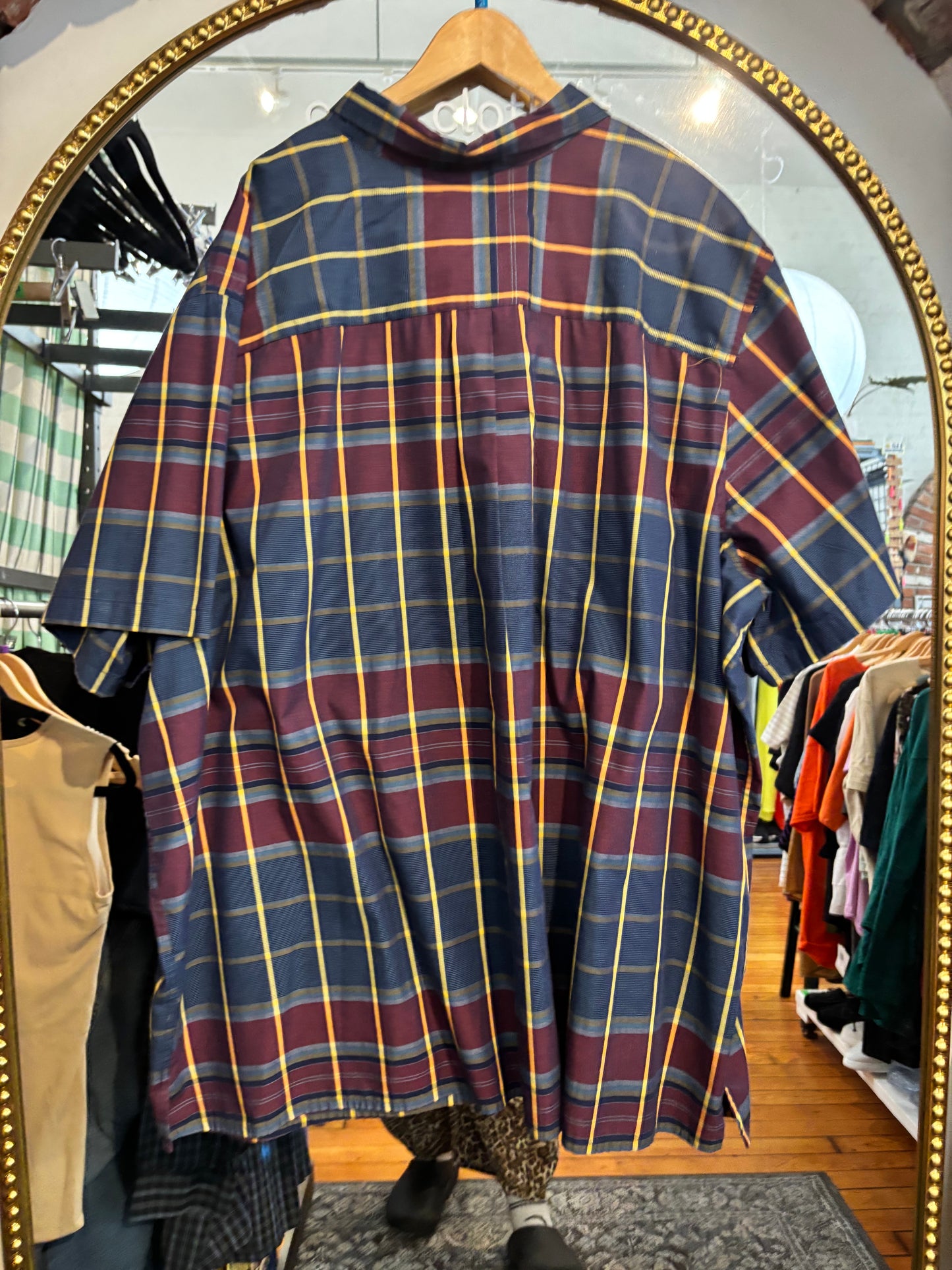 size 6XT farmer plaid King Size button up short sleeve