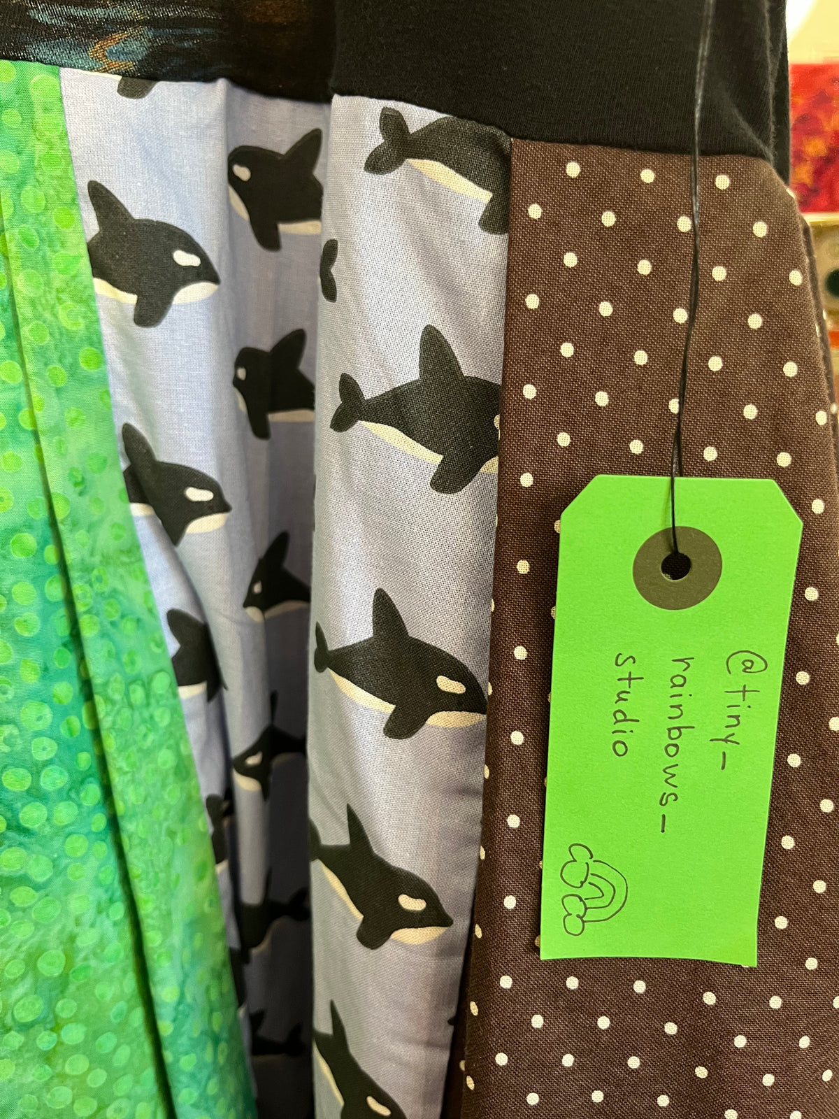 size 1X wolf orca PATCHWORK Tiny Rainbow Studios dress - maker