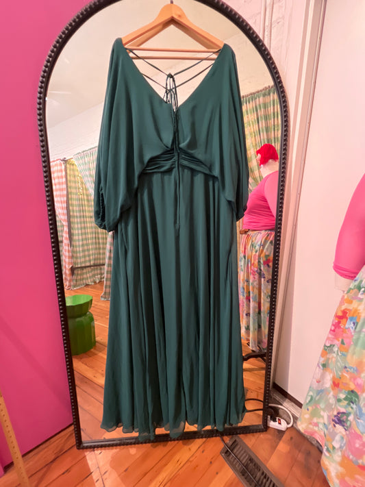 AS IS Size 24 Morilee Madeline Gardener formal emerald green dress chiffon