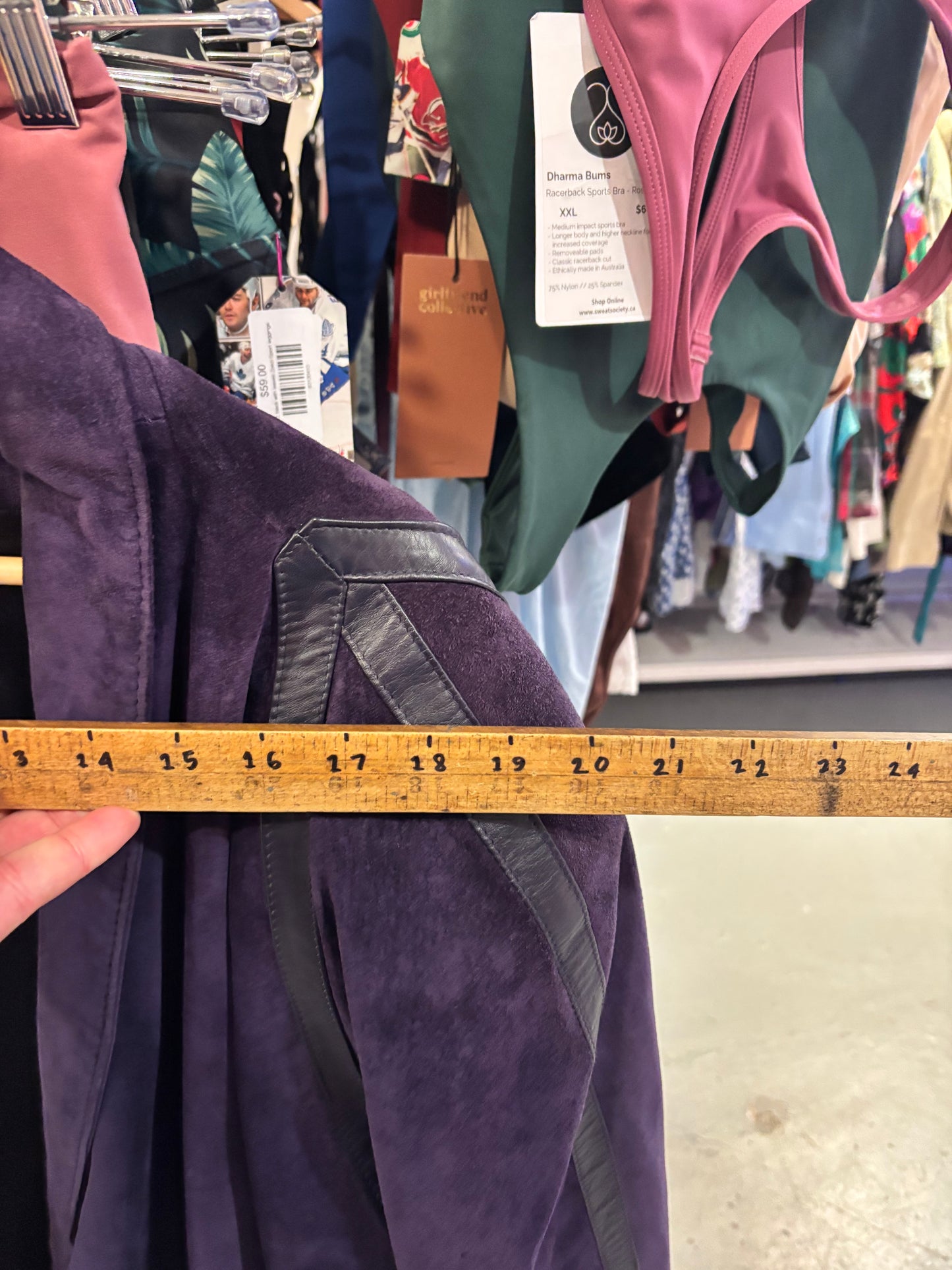 Vintage Michel Antoni purple leather long blazer jacket