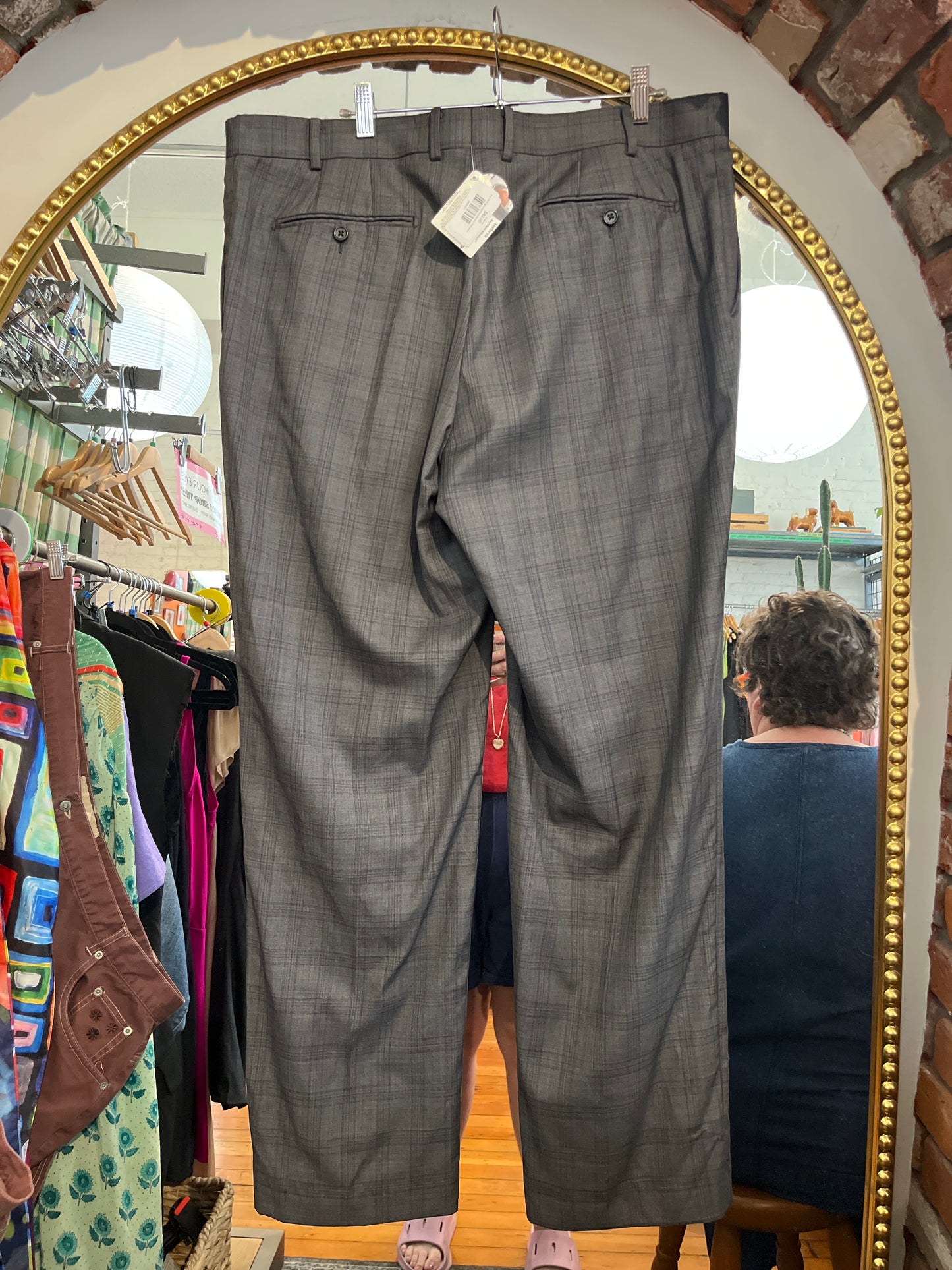size 40x32 grey plaid wool Moores Talia pants