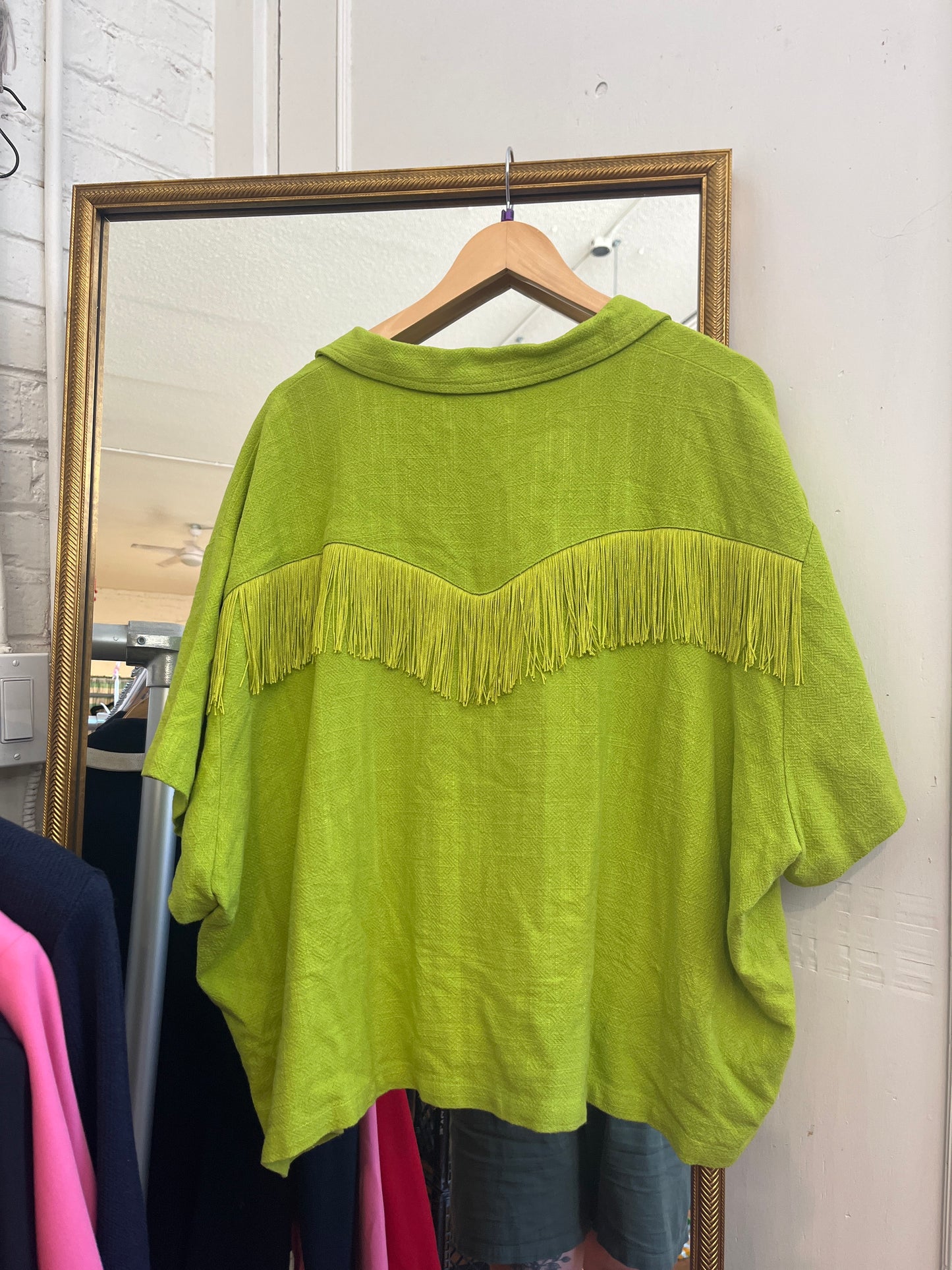 size 3X chartreuse green tassles Fashion Brand Company top