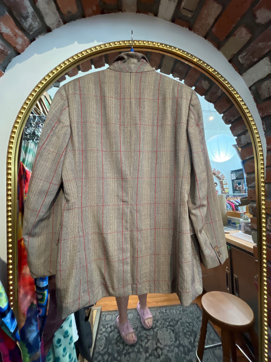 AS IS size 43 long brown tweed VINTAGE Chester Barrie Ltd blazer sportscoat
