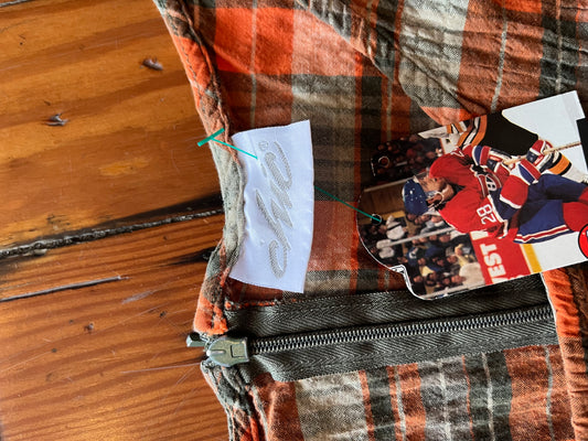 Size 44 Orange and brown plaid Vintage Chic Top