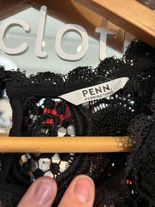 size 3X black applique see through Penningtons top - blouse