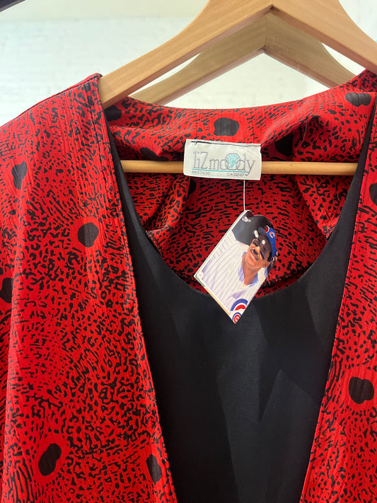 size XL red with black spots vintage Liz Moody 80s dress