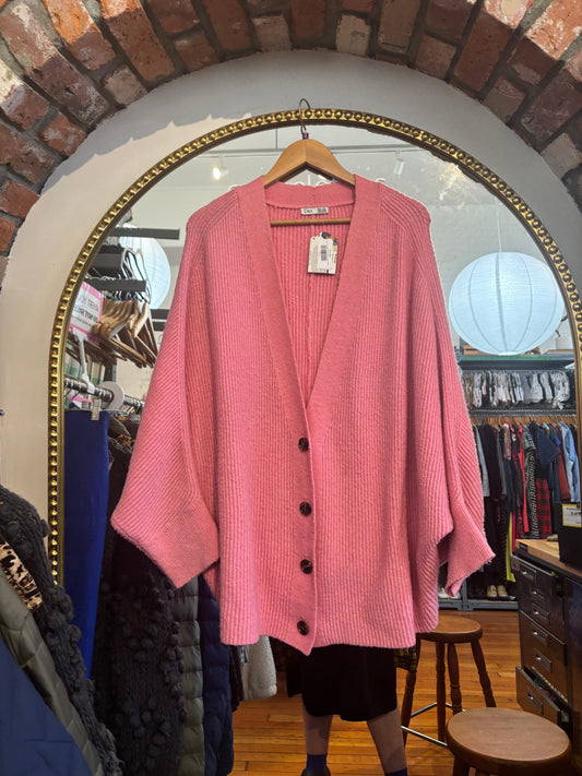size 3X pink ribbed  DEX cardigan - boxy