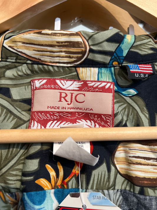 size 4XL black with canoes and foliage VINTAGE RJC top - button up