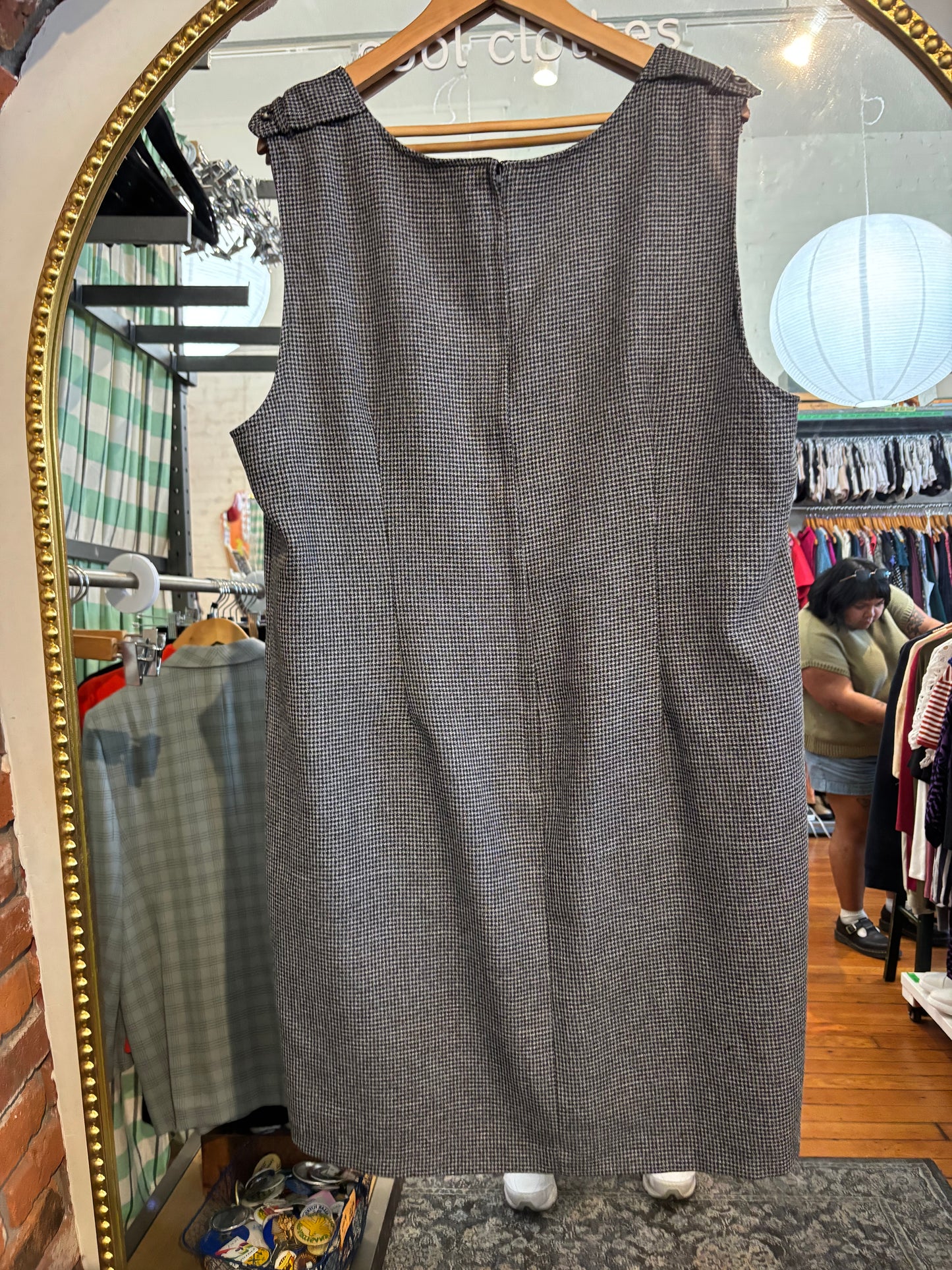 size 18 grey black pattern vintage Michel Antoni dress - pockets