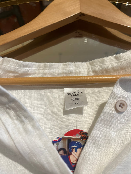 Size 3X white Nettle’s tale linen top with pockets