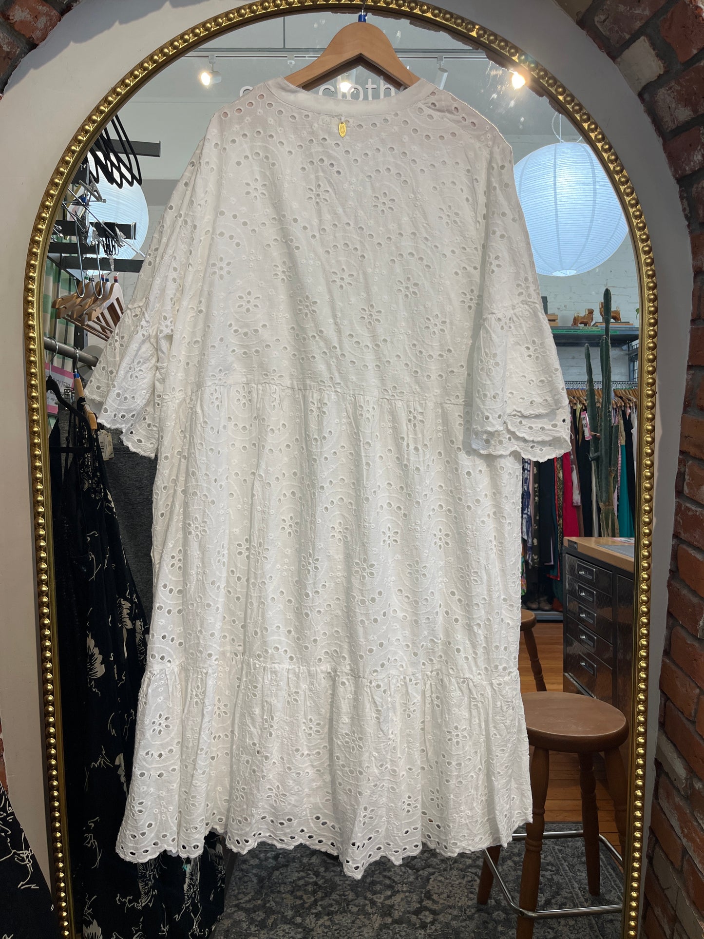 size 3XL white cotton eyelet Rubyyaya dress - mid