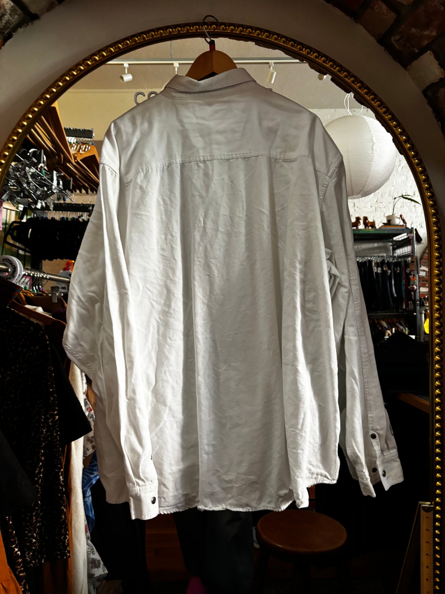 size 3XT white with snap buttons VINTAGE HARLEY Davidson AS IS button up long sleeve
