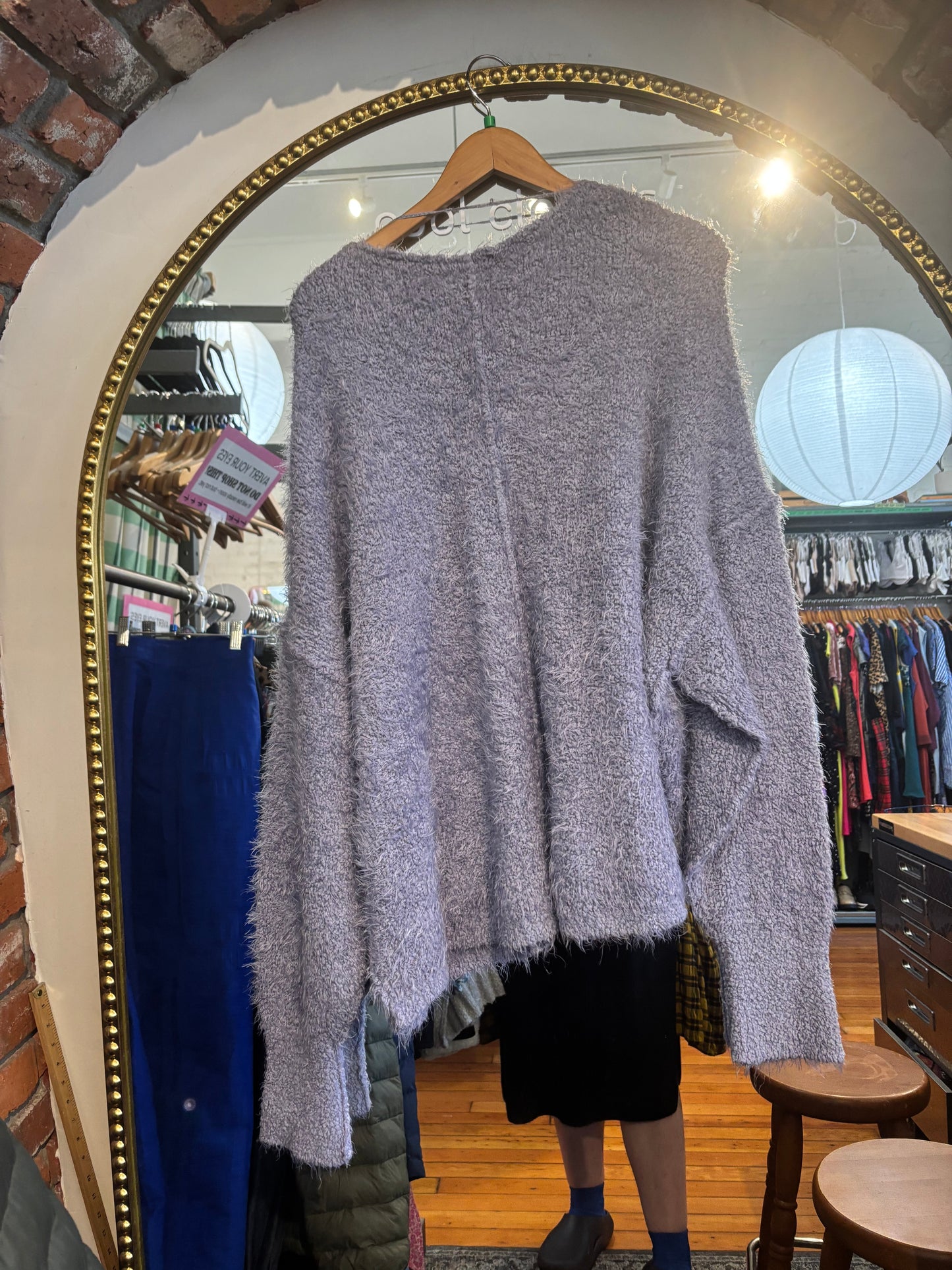 size flex purple fuzzy knit Free People sweater - boxy