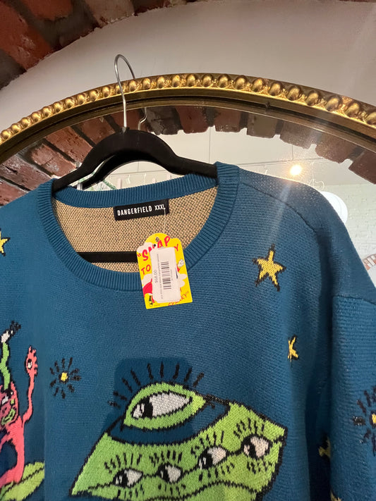 size XXXL teal Aliens Dangerfield sweater