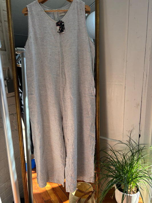 size 1X white grey stripe Offon romper - tank