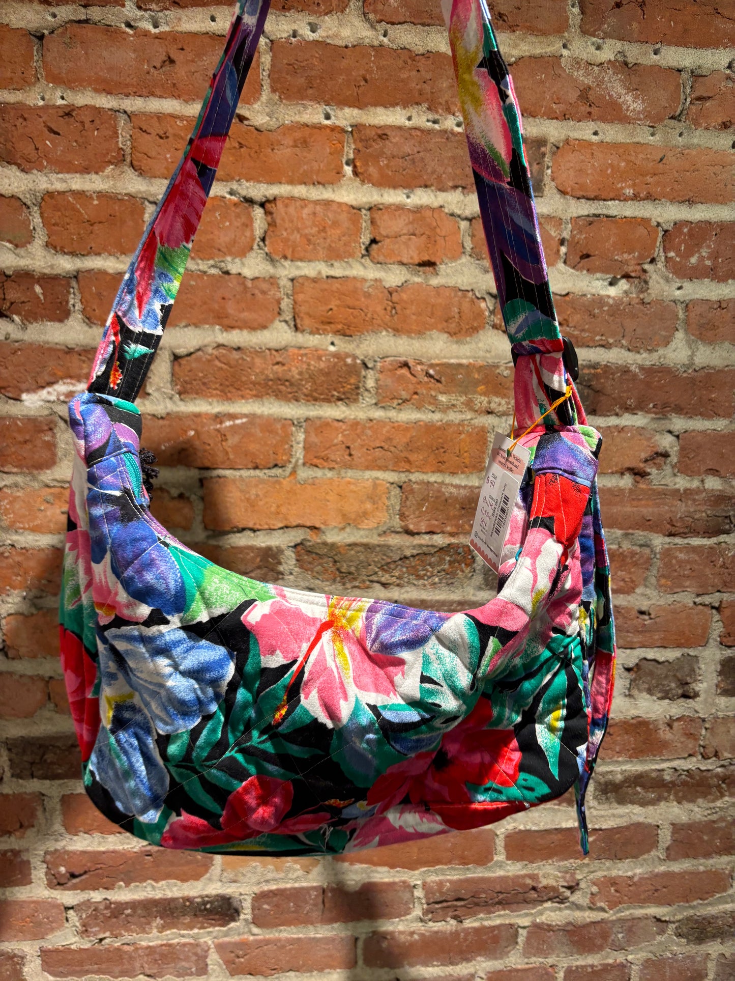 Woodbricks quilted ruffle shoulder crescent bag