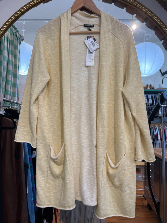 Size 1X Yellow linen cotton Eileen Fischer cardigan