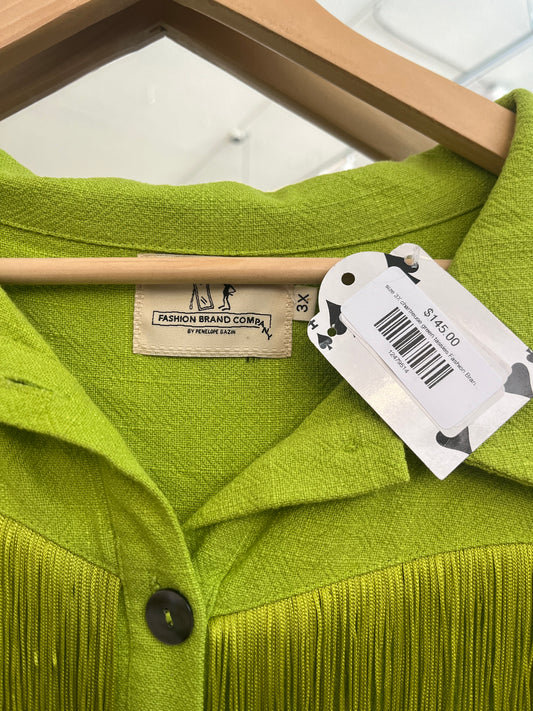 size 3X chartreuse green tassles Fashion Brand Company top
