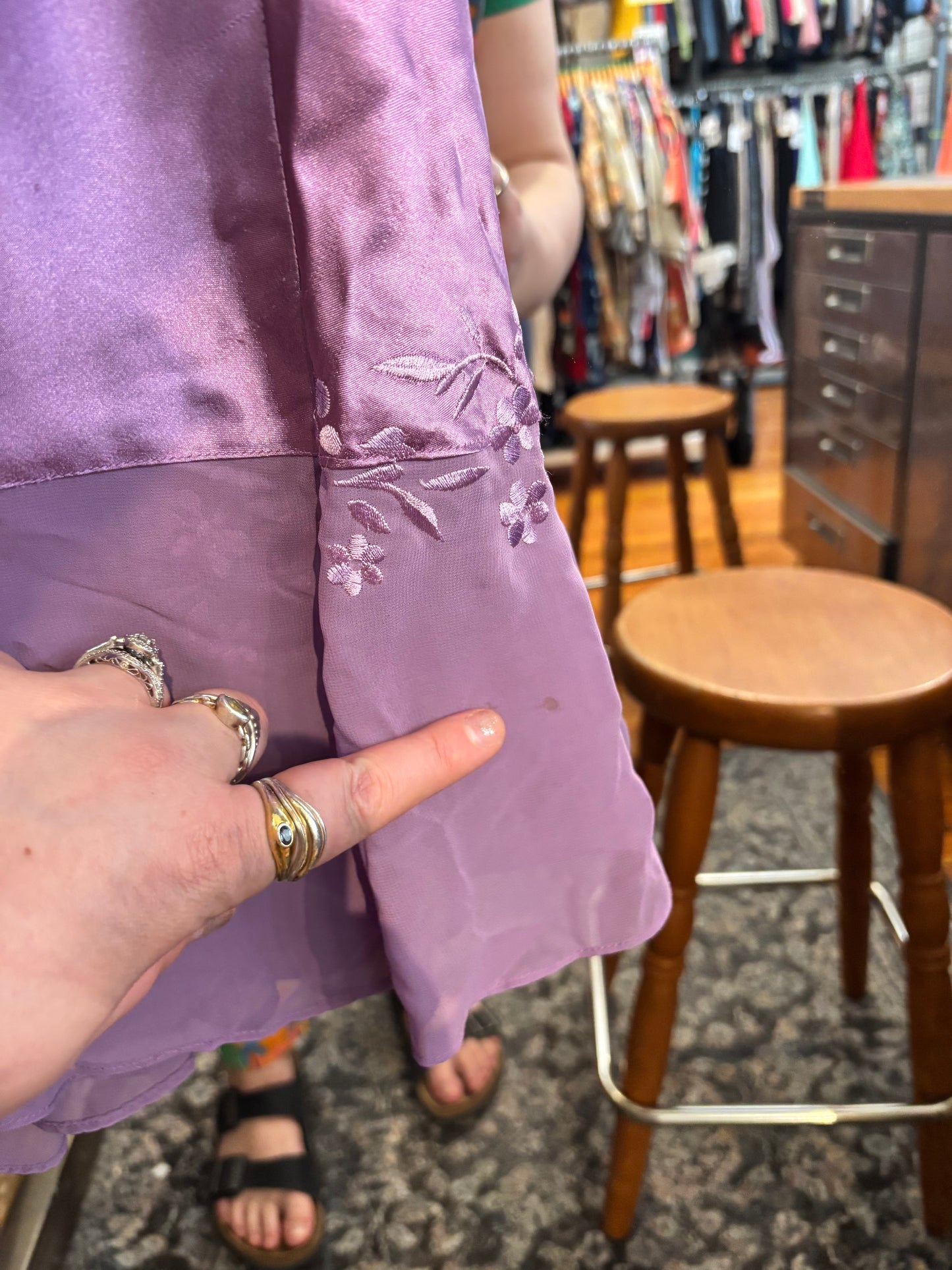 AS IS size 5X purple satin with rose P Intimates slip dress