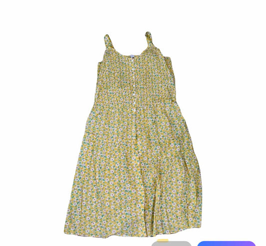 size 5XL yellow with green flowers Wray - ALTERED dress - ruched