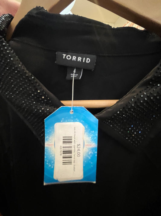 size 4X black with sparkles Torrid top - button up