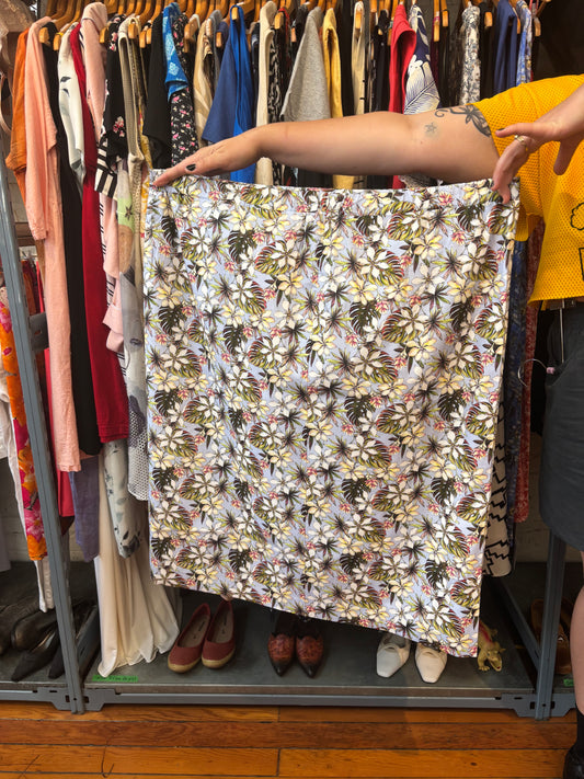 Size 4X Blue Hilary Macmillan Printed Midi Skirt (Plants)