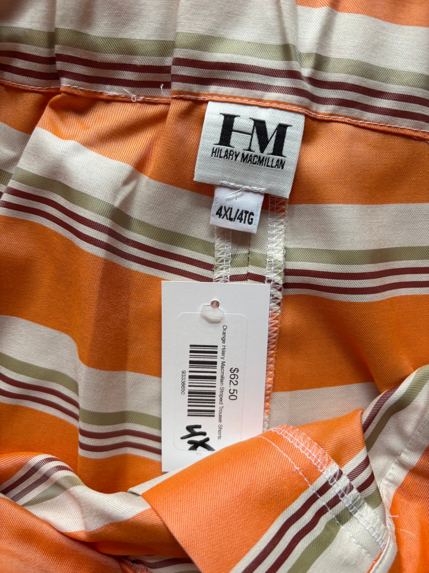 Size 4X Orange Hilary Macmillan Striped Trouser Shorts