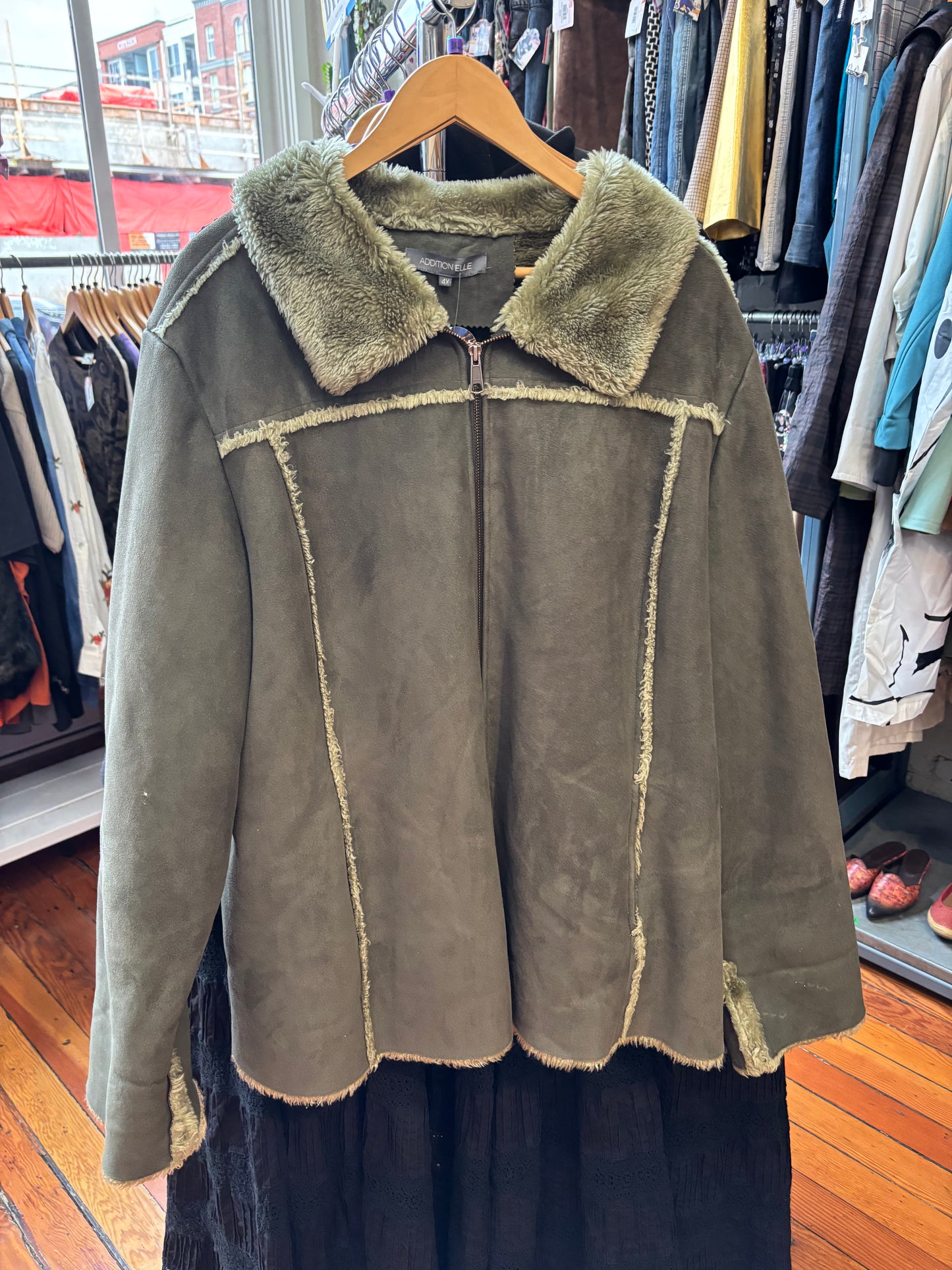 size 4X vintage Addition Elle green faux sherpa jacket