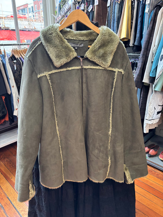 size 4X vintage Addition Elle green faux sherpa jacket