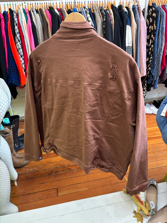 Size 2X brown denim Risen jean jacket
