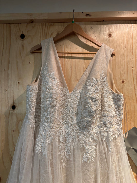 Asos off white organza overlay wedding dress