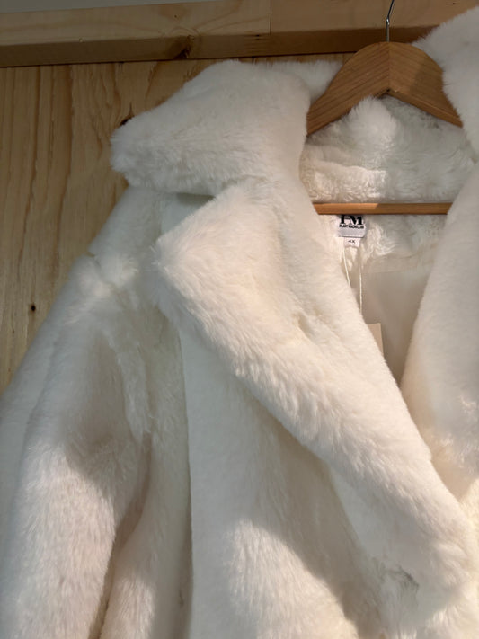 White Hilary Macmillan Faux Fur Coat