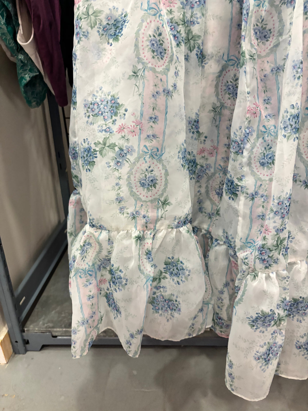 size 3-4X La Belle Etoile Organza French Puff Blue and White SELKIE dress - longer