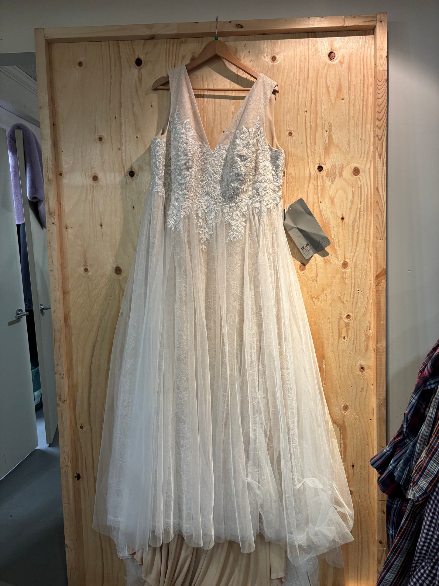 Asos off white organza overlay wedding dress