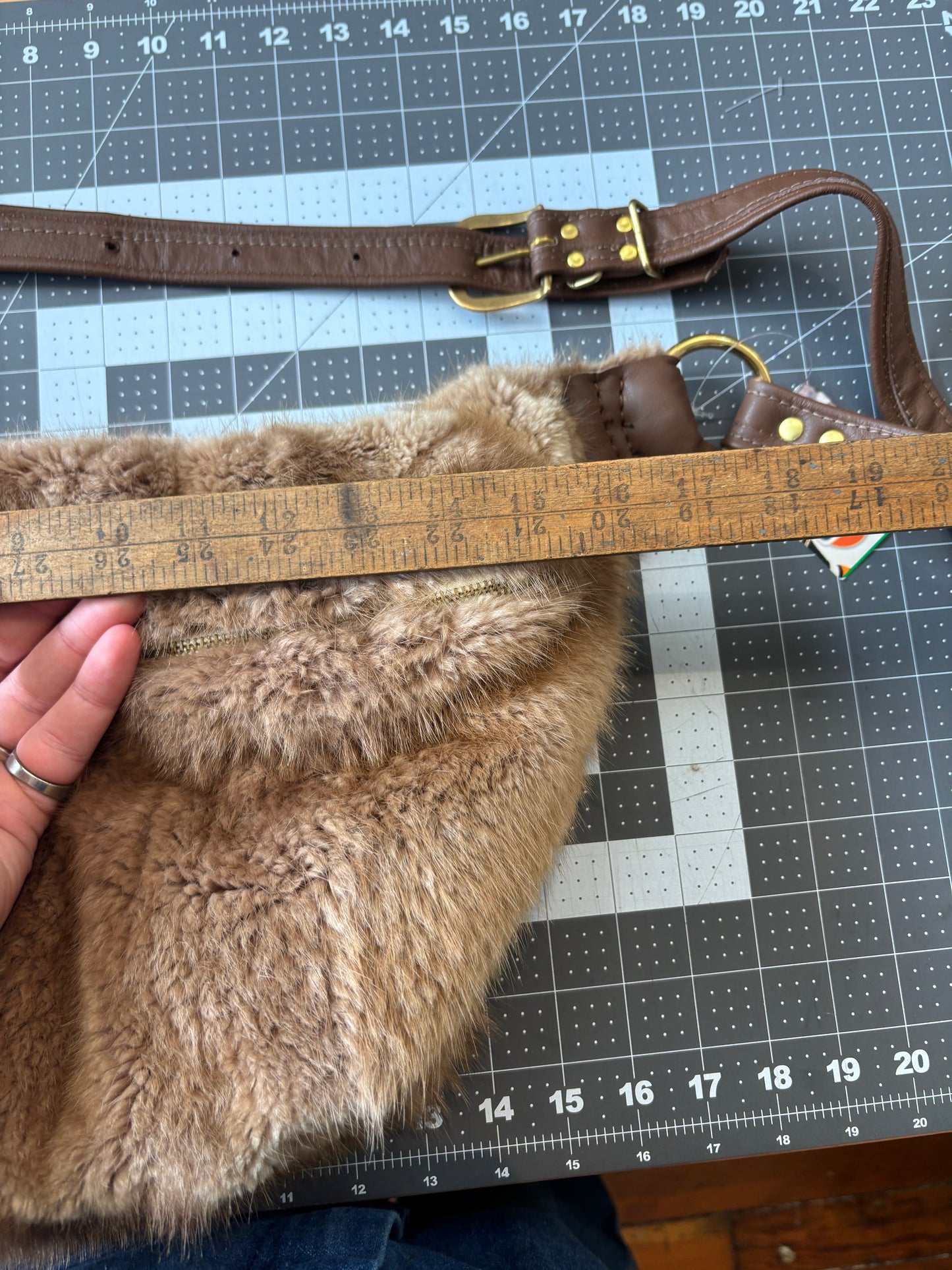 big muskrat pelt local made purse