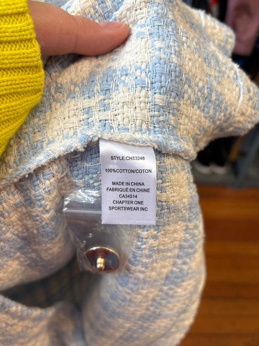 size 2X blue tweed C by one shacket blazer